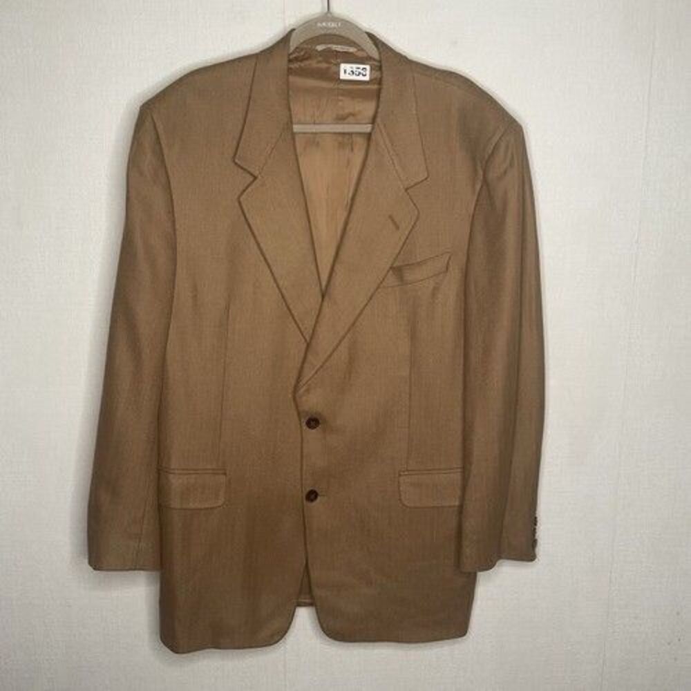 Canali Cedrics Cashmere/Silk Two Button Sport Blazer‎ Coat Men Size 54/L Tan